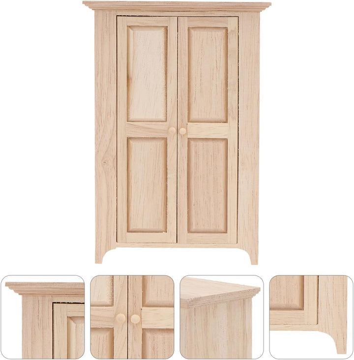 Yardwe Puppenhaus Kleiderschrank Holz, 11.3 x 5.6 x 16.6 cm, Synthetischem Material, Miniatur MöBel