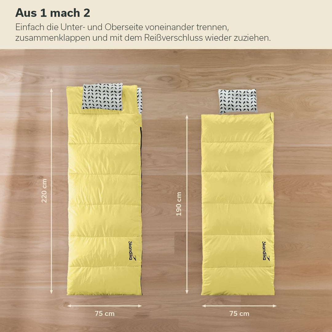 Skandika Doppelschlafsack Iceland Double | Schlafsack 2 Personen 3 Jahreszeiten, mit/ohne Flanell, B