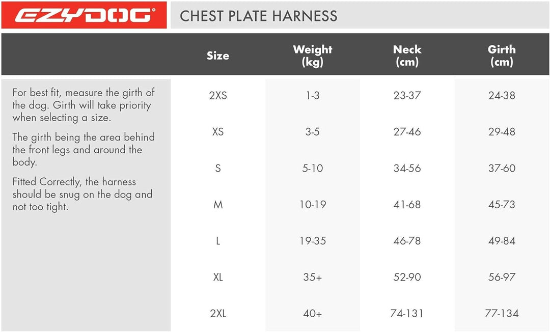 EzyDog Hundegeschirr Auto mit Sicherheitsgurt, Brustgeschirr Hund, Sicherheitsgeschirr Hund, 'Chest