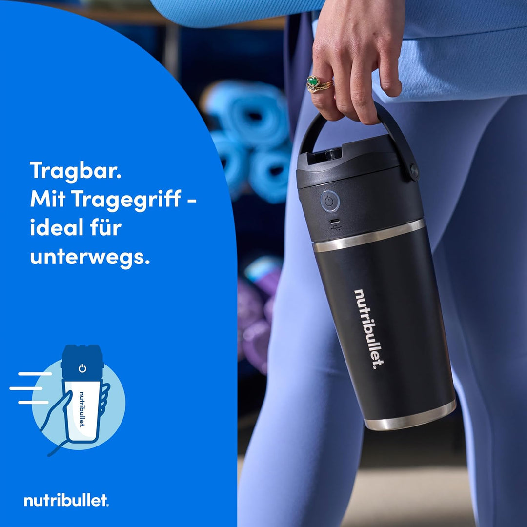 nutribullet Flip tragbarer Mixer, 590ml isolierter Edelstahlbecher, hält bis zu 24 Stunden kalt, mix