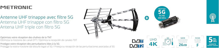 METRONIC 415054 Aussenantenne Trinappe 26 dB + Filter 694 MHz