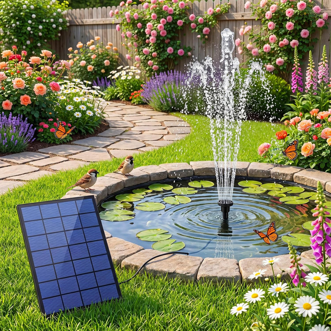 AISITIN Solar Springbrunnen für Aussen, 2,5W DIY Solar Teichpumpe mit 1,2M Wasserleitung Solarbrunne