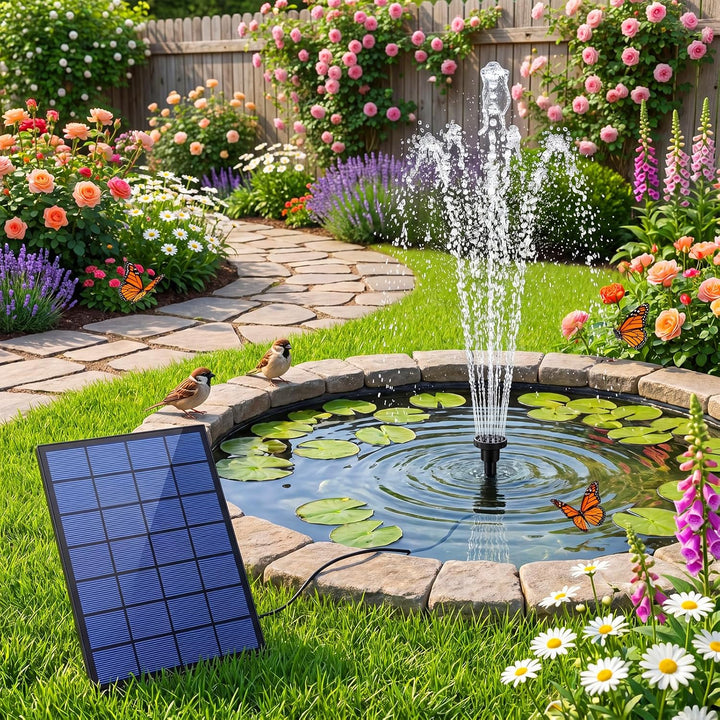 AISITIN Solar Springbrunnen für Aussen, 2,5W DIY Solar Teichpumpe mit 1,2M Wasserleitung Solarbrunne