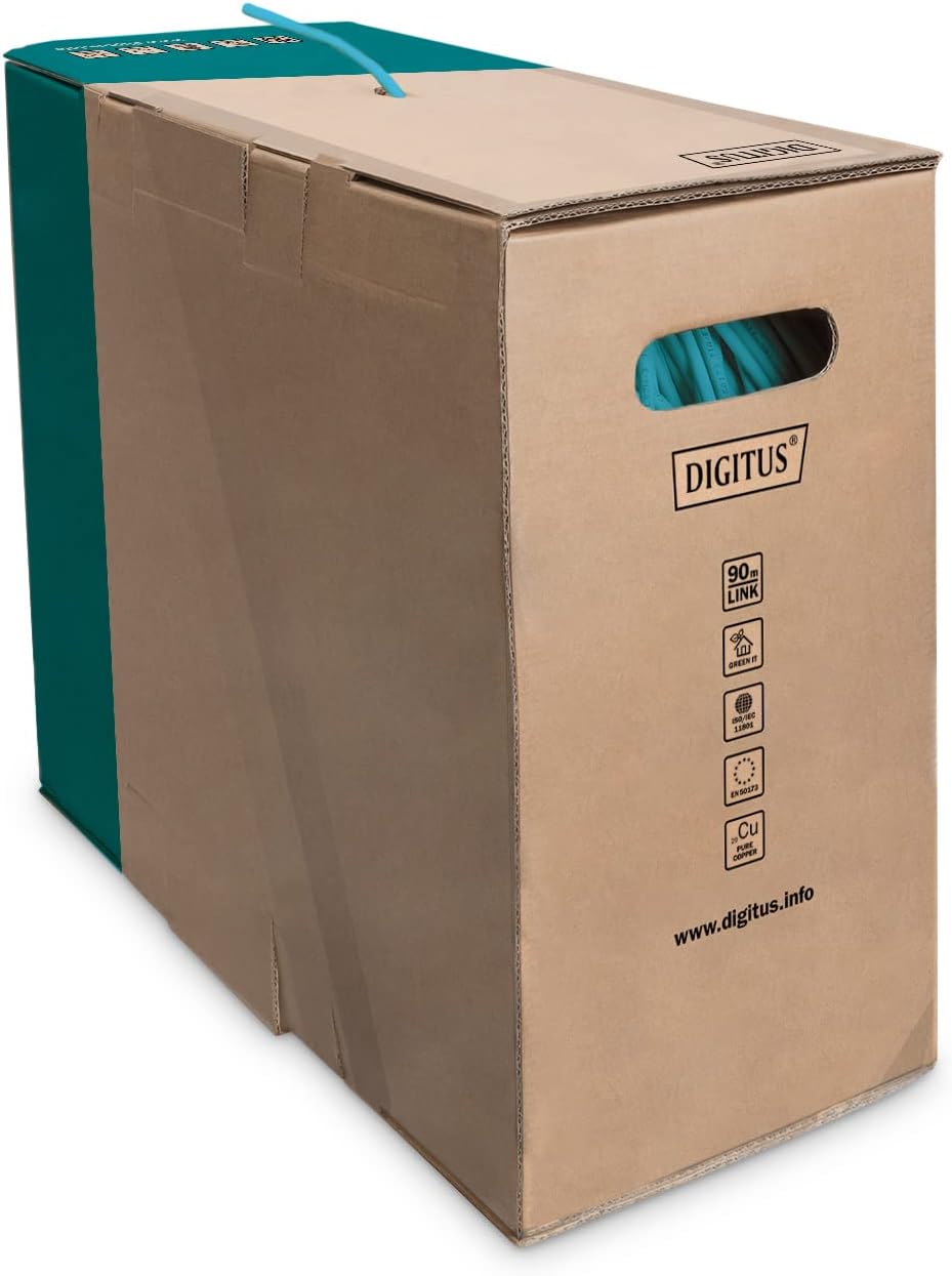 DIGITUS 100 m Cat 6A Netzwerkkabel - U-FTP (PiMF) Simplex - BauPVO Eca - LSZH Halogenfrei - 500 MHz