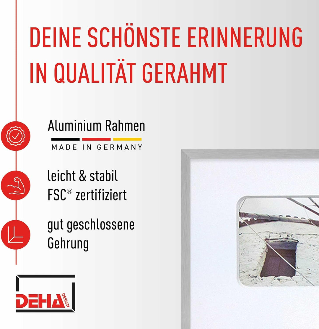 DEHA Design Bilderrahmen Collage Tribeca, 109,2x49,5 cm- 18x 10x15 cm, Aluminium Schwarz Matt, bruch