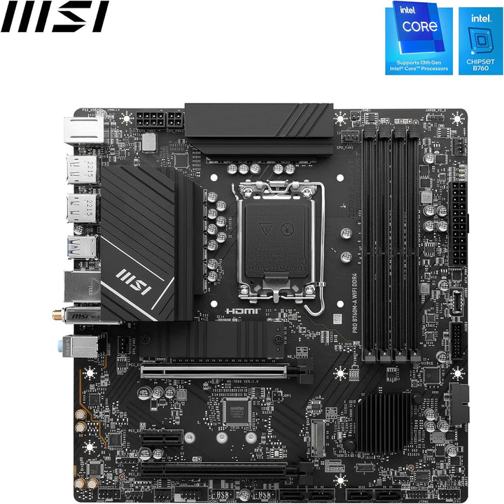 MSI PRO B760M-A WiFi DDR4 Mainboard Micro-ATX - Unterstützt Intel Core Prozessoren der 12. und 13. G