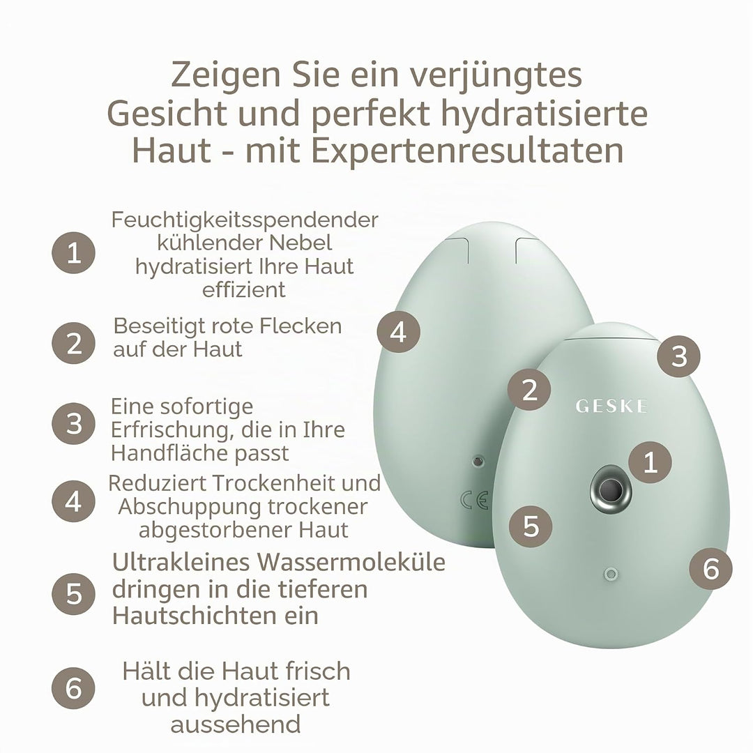 GESKE | SmartAppGuided™ Facial Hydration Refresher | 4 in 1 | Wasserzerstäuber | Gesichtsdampfer | W
