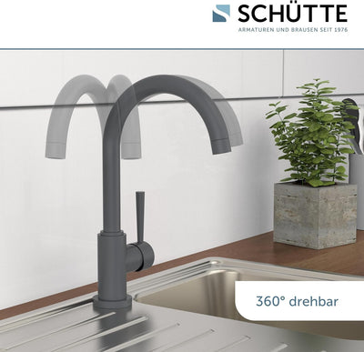 SCHÜTTE 79164 Küchenarmatur Cornwall, 360 Grad schwenkbarer Wasserhahn Küche, Mischbatterie für die