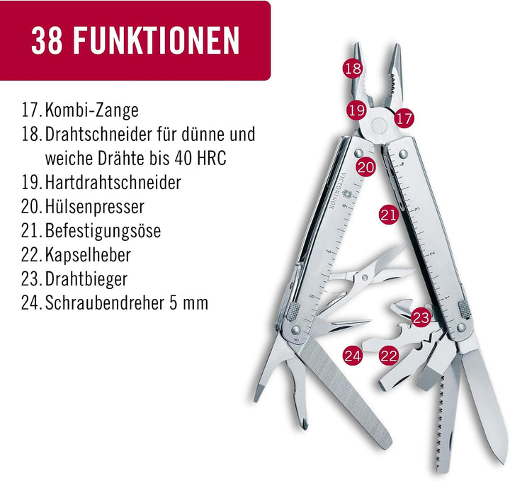 Victorinox Schweizer Taschenmesser Swiss Tool X Plus Ratchet, 40 Funktionen, Multitool inkl. Kombi-S