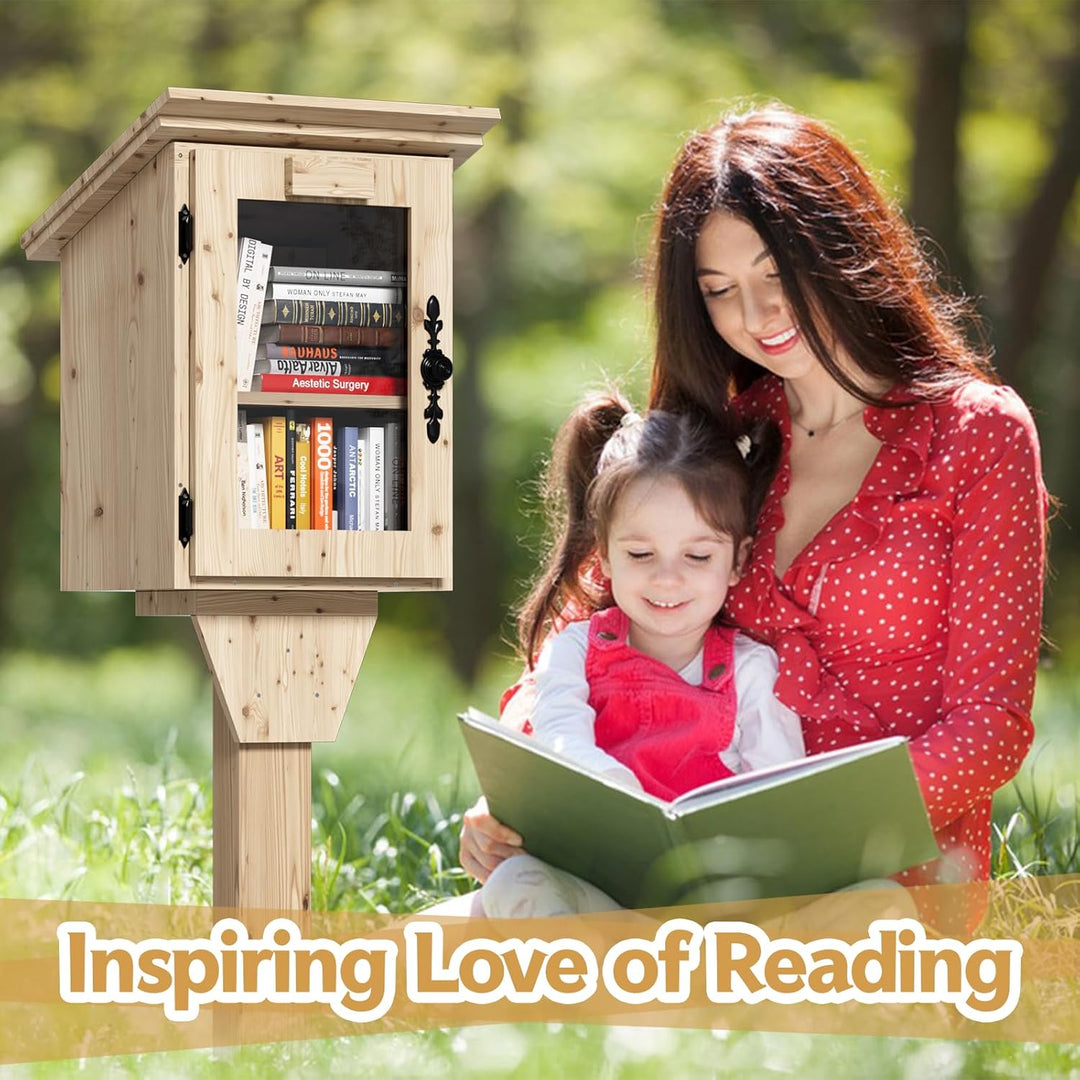 MSFE Kinderregal Bücherregal, Doppelte Kleine Bibliothek Box für Draussen mit Regal, Hängeregal DIY-