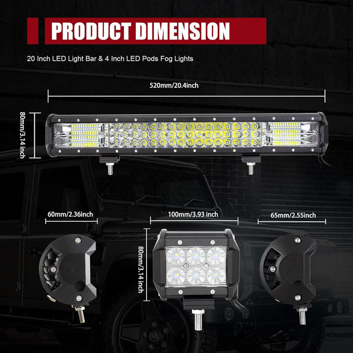 LED Arbeitsscheinwerfer Bar SKYWORLD 50cm 288W Lightbar LED Scheinwerfer Combo Zusatzscheinwerfer 12