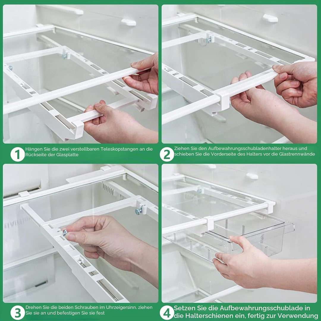 Fridge Organiser Transparent Partition Layer Organiser Adjustable Storage Shelf Clamp Drawer Organis