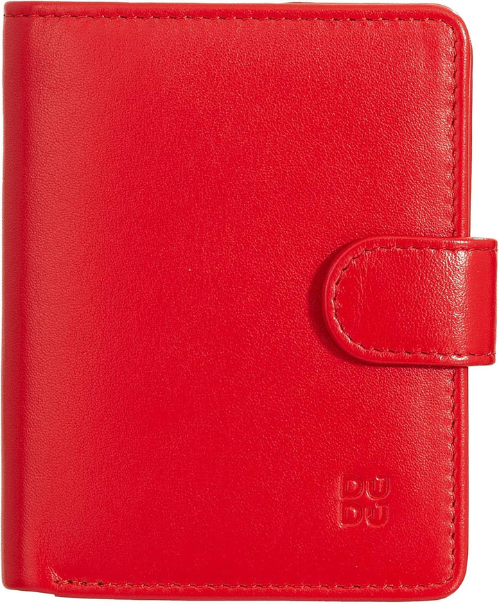 DUDU Damen Geldbörse aus echtes Leder, kleines Leder RFID-Kartenetui mit Reissverschluss, Münzfach,