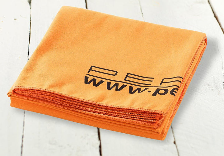 PEARL Microfleece Handtuch: 5er-Set extra-saugfähige Mikrofaser-Badetücher, 180 x 90 cm, orange (Sup