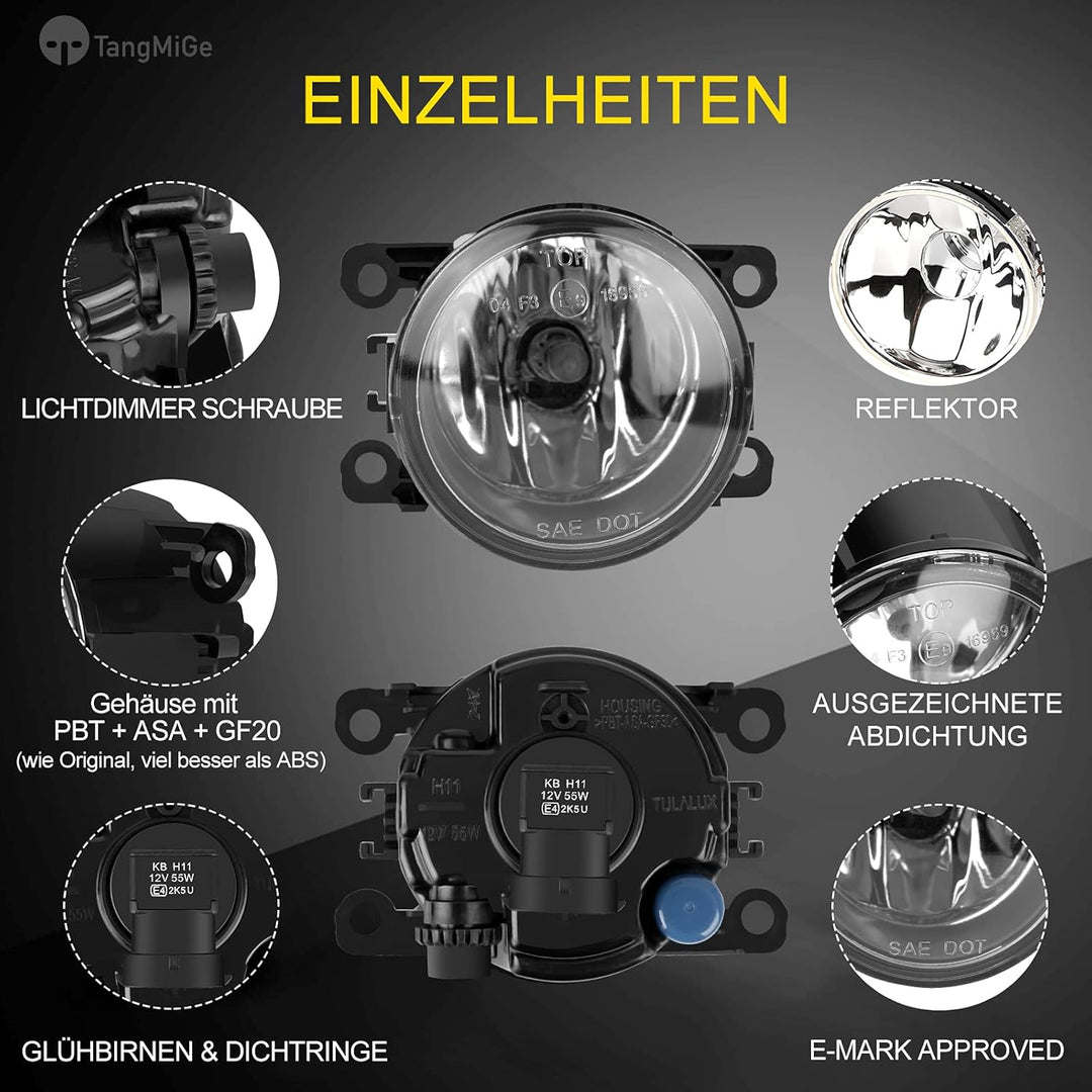 TangMiGe Nebelscheinwerfer Kompatibel mit CITROËN DACIA Duster FIAT Sedici FORD JAGUAR Note OPEL Agi