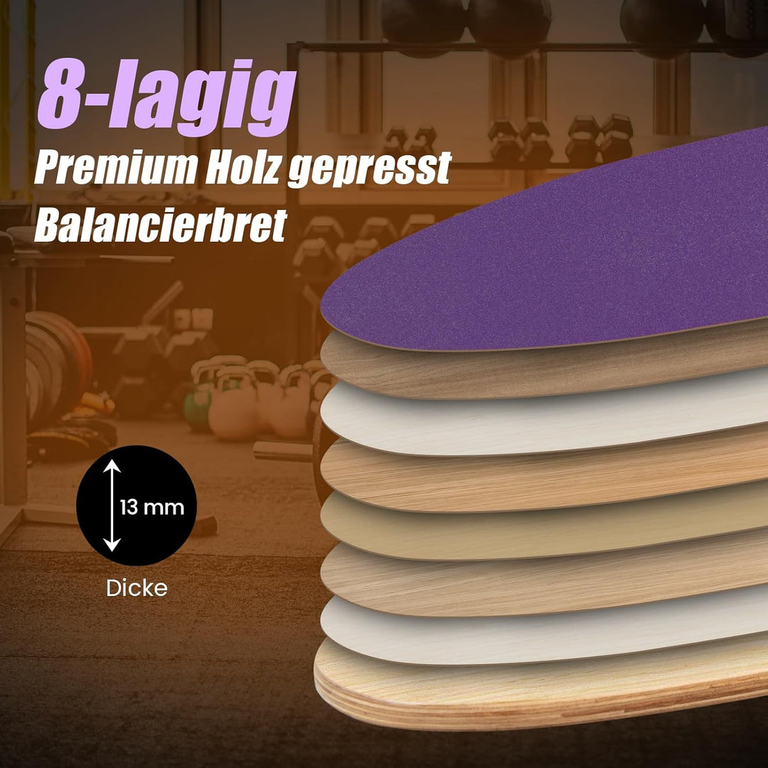 COSTWAY Balance Board aus Holz, Balancebrett, Balance Trainer Trickboard für zuhause, inkl. Korkroll