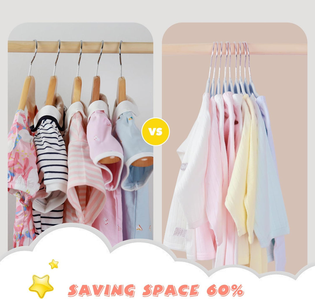 Mangokit Basics Kids Velvet Hangers 50 Pack, Anti-Rutsch-Baby-Bügel, platzsparende Nursery Kleiderbü