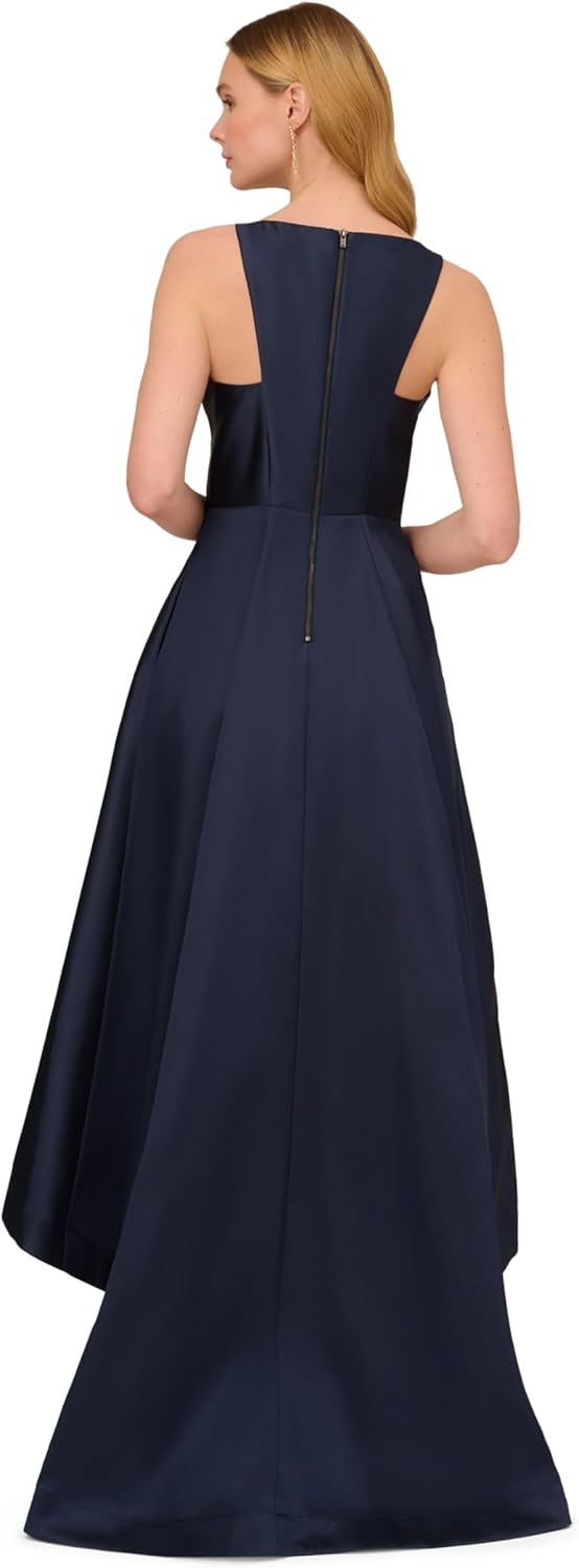 Adrianna Papell Women's Mikado High-Low Gown Midnight 8