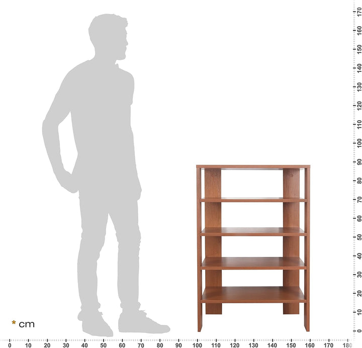 RICOO Schuhregal schmal und hoch 88x60x32cm Standregal Pressholz Eiche Dunkelbraun Rustikal WM040-ER
