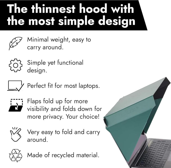 Philbert Design – 4 in 1 Laptop Screen Shade Slim Hood : Sonnenschutz | Datenschutz | Hitzeschutz |