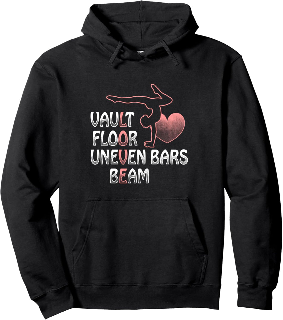 Love Gymnastics Handstand Gymnast Loves Beam Floor & Bars Pullover Hoodie