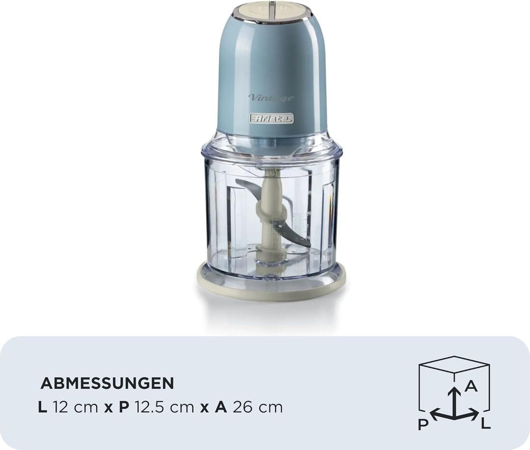 Ariete Vintage 438, Retro Elektrischer Gemüse- und Ice-Crusher mit 2 Geschwindigkeitsstufen, 4 Edels