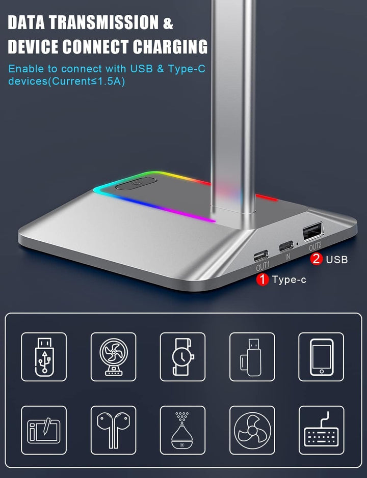 New bee Kopfhörer Ständer RGB Headset Halterung mit USB Typ-C Ladegeräten und Datenübertragung Unive
