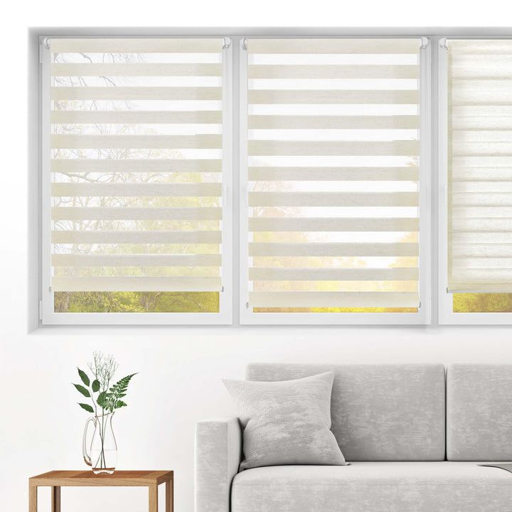 Blindecor - Indus doppelrollo klemmfix ohne bohren - duo rollo klemmfix Leinfarben - 85 x 150 cm (Br
