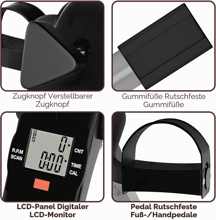Techfit Pedal-Ausbilder, Mini-Heimtrainer für Heim und Büro, leichte Trainingsmaschine für Arme und