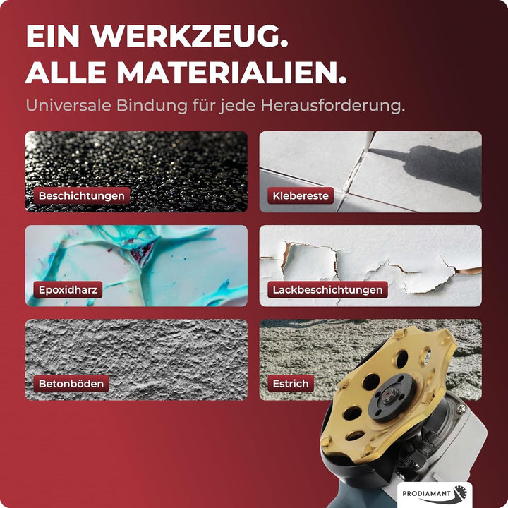 PRODIAMANT PKD Diamantschleiftopf 125mm für Winkelschleifer - 6 Segmente für Beton, Estrich & robust