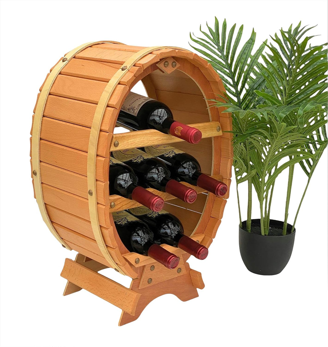 DanDiBo Weinregal Holz Stehend Weinfass 6 Flaschen Natur Flaschenregal Flaschenhalter Fass 6 Flasche