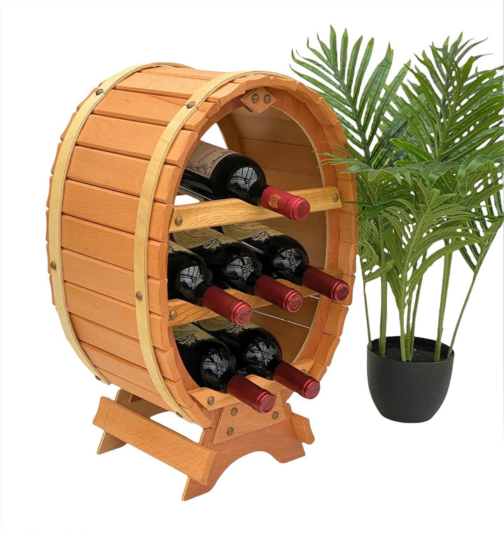 DanDiBo Weinregal Holz Stehend Weinfass 6 Flaschen Natur Flaschenregal Flaschenhalter Fass 6 Flasche