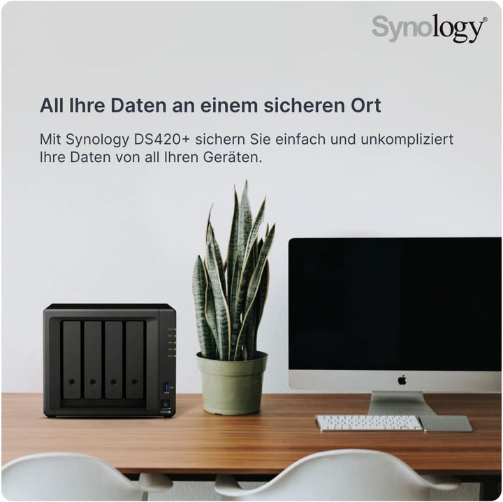 Synology DS420+ 16TB 4 Bay Desktop NAS System, installiert mit 4 x 4TB Western Digital Red Festplatt