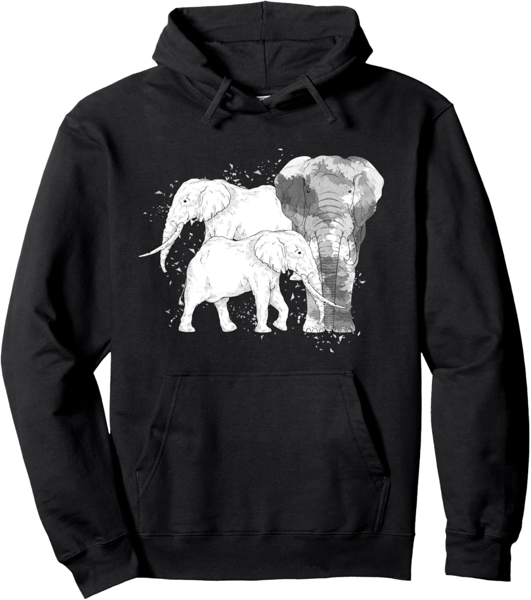 Elefanten Familie Afrika Tier Geschenk Tiermotiv Elefant Pullover Hoodie