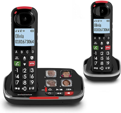 Swissvoice Xtra 2355 Duo schnurloses DECT Grosstasten Telefon mit Anrufbeantworter, Zwei Mobilteile,