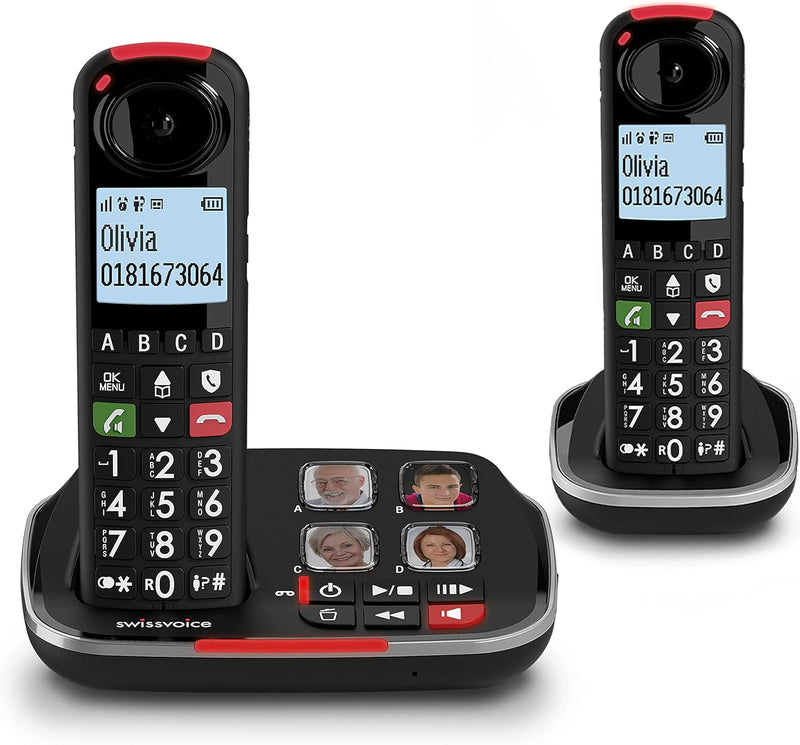 Swissvoice Xtra 2355 Duo schnurloses DECT Grosstasten Telefon mit Anrufbeantworter, Zwei Mobilteile,