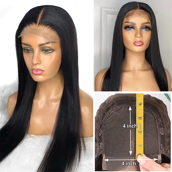 TOOCCI Lace Frontal Perücken Echthaar Gerade Perücken für Damen 4x4 Straight Lace Closure Wigs Brasi