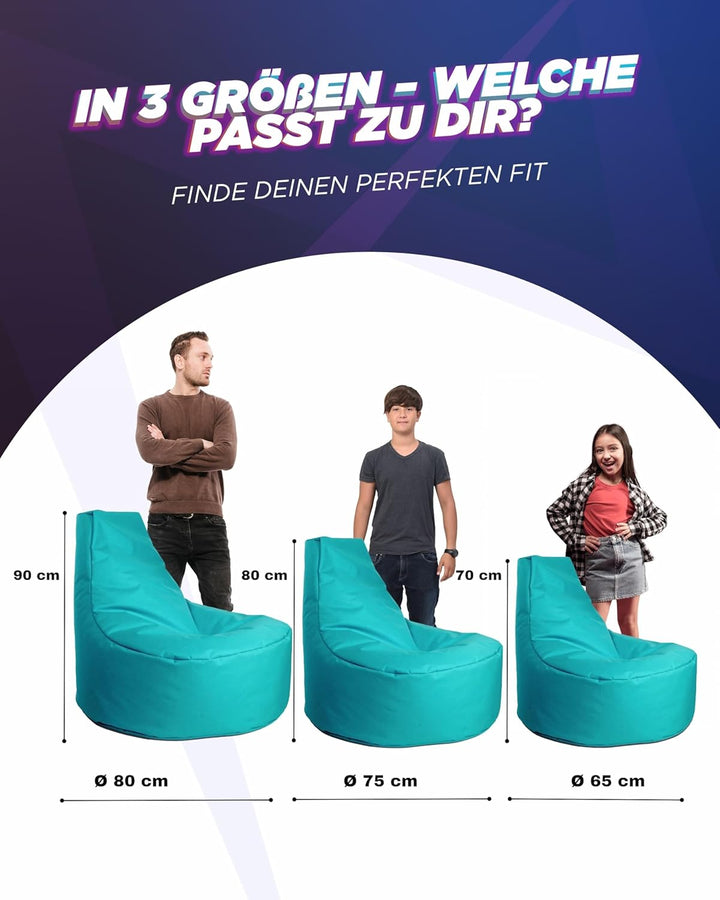 PATCH HOME Gamer Kissen & Lounge Sitzsack – befüllbar mit Reissverschluss, gefüllt mit Styropor, gee