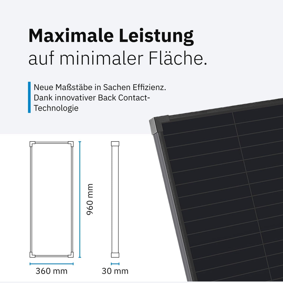 ECTIVE Solarpanel BSP 80 Black - 80W, 4,4A, 72 Zellen, für 12V 24V Batterieladeregler - Monokristall