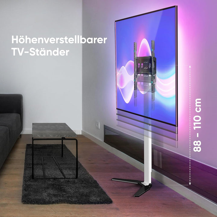 ONKRON TV Bodenständer für 26-65 Zoll TV bis zu 35 kg - Kompakter TV Ständer höhenverstellbar max VE