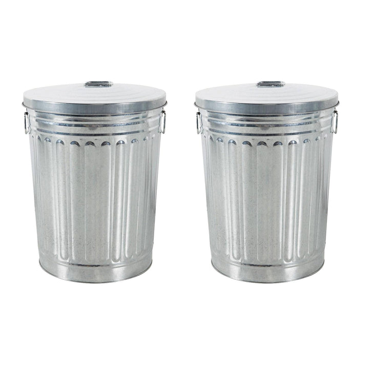 HAC24 2x Zink Abfalleimer mit Deckel 58 Liter Silber Outdoor Garten Mülleimer Tonne Mülltonne Zinkto