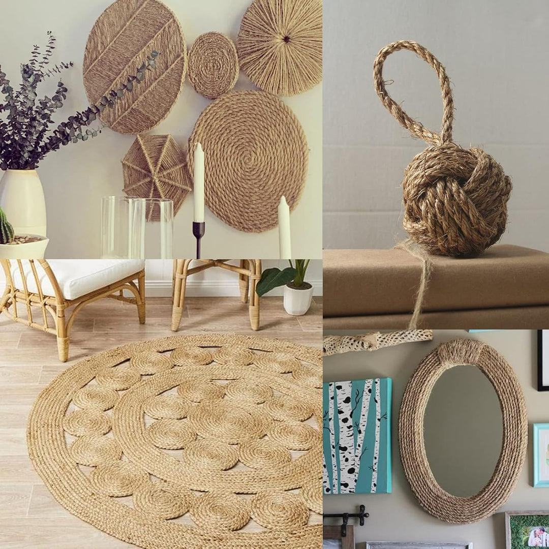 KINGLAKE 6mm Juteschnur,50m Hanfseil Jutegarn Naturkordel Jute Seil Dicke Schnur Bastelschnur Für Ve