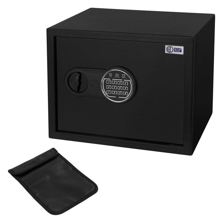 ECD Germany Safe Tresor Feuerfest 27L 38x30x29,5cm, Stahl, Wandtresor mit Sensorlicht & Digitale Tas