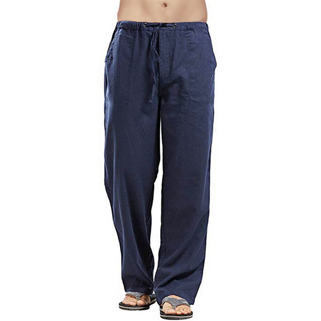 VANVENE Herren Leinenhosen Lose Casual Straight Legs Hose Lightweight Drawstring Yoga Beach Pants XX