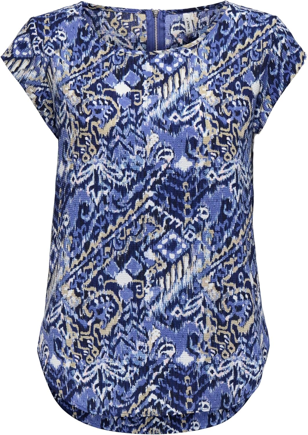 ONLY Damen Onlvic S/S Solid AOP Top Ptm T-Shirt, Blusenshirt, Kurzarm 36 Amparo Blue, 36 Amparo Blue