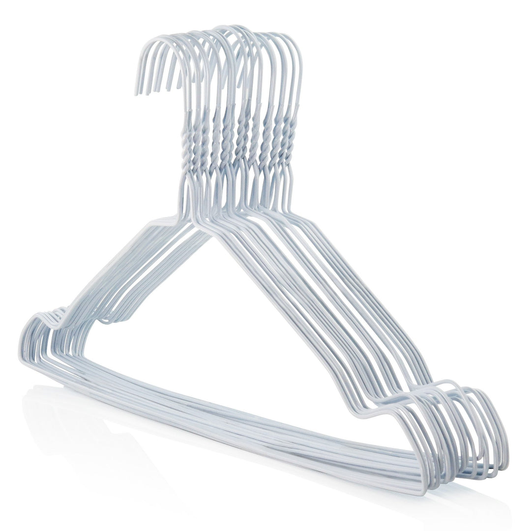 Hangerworld 50 Draht Kleiderbügel 41cm Weiss Mit Einkehrbungen Drahtkleiderbügel Metallkleiderbügel