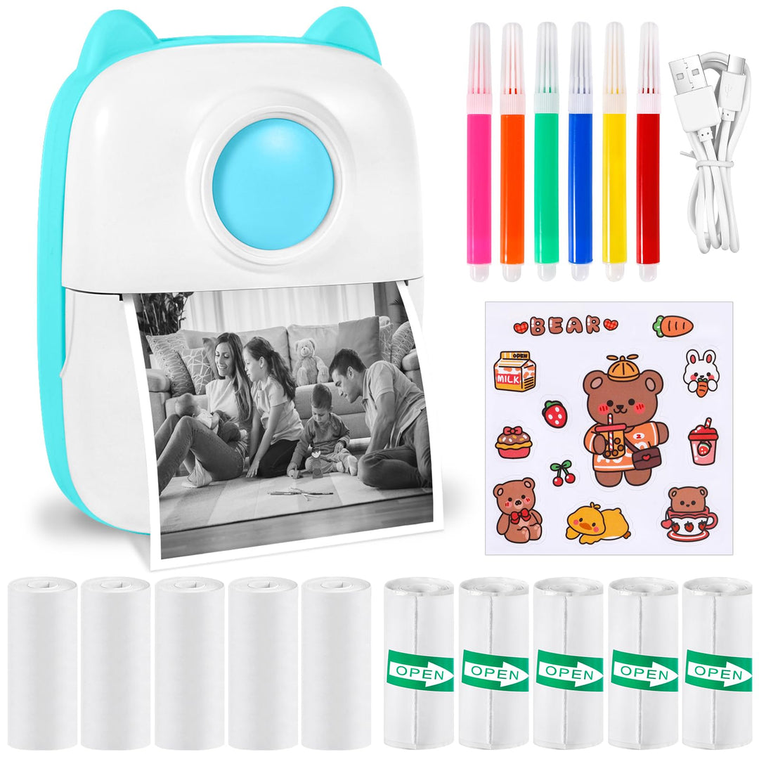 XINGGANG Mini Drucker, Mobiler Fotodrucker, Tragbarer Mini Fotodrucker, Wireless Fotodrucker Thermod