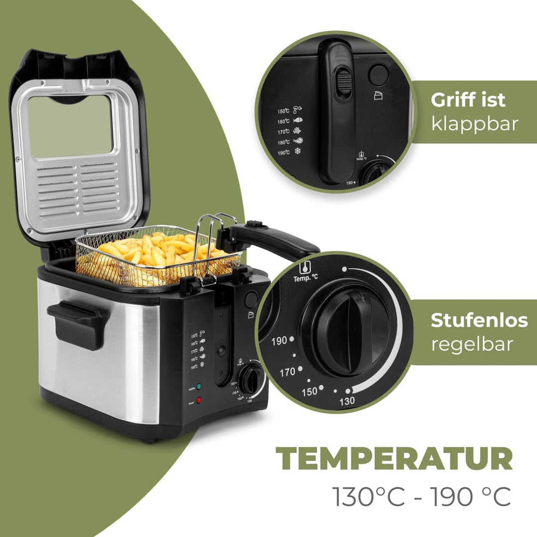 Clatronic Fritteuse FR 3649, 1600 Watt, 2,5 Liter Öl/Fett Füllmenge, stufenlos regelbarer Thermostat