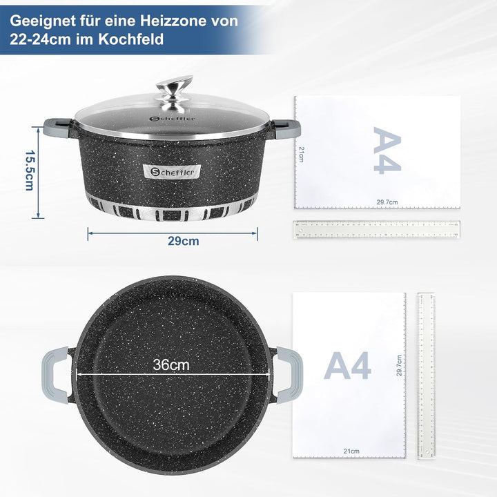 Scheffler Topf Induktions Kochtopf mit Deckel, Antihaftbeschichtung, 36cm/15,5L, für alle Herdarten,