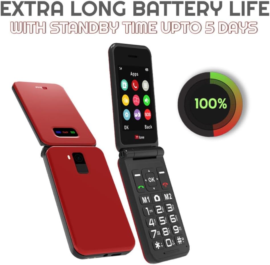 TTfone TT760 Klapptelefon 4G mit Grossen Tasten für Senioren und Notruf-Taste - Entsperrtes Grundleg